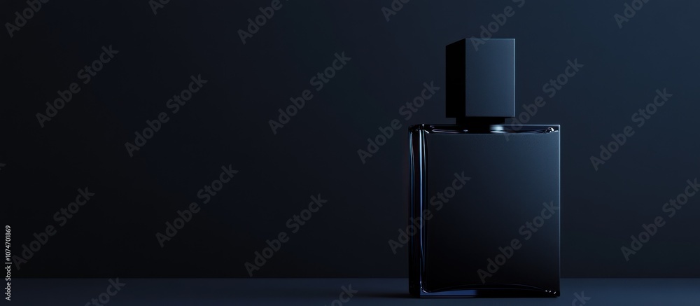 Black Perfume Bottle on a Dark Background Black Perfume Bottle on a Dark Background