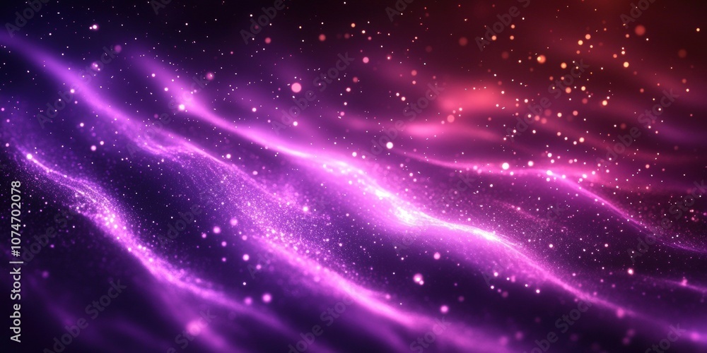 Ethereal Waves of Purple and Pink Light with Sparkling Particles in a Cosmic Background for Abstract and Artistic Use in Digital Design and Multimedia Projects Ethereal Waves of Purple and Pink Light with Sparkling Particles in a Cosmic Background for Abstract and Artistic Use in Digital Design and Multimedia Projects