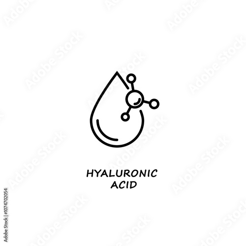 Hyaluronic acid icon. Organic skin care and cosmetics. Organic cosmetic components for healthy and hydrated skin. Vector linear icon