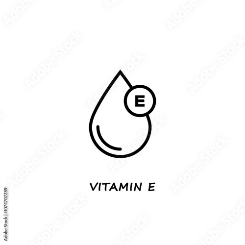 Vitamin E icon. Organic skin care and cosmetics. Organic cosmetic components for healthy and hydrated skin. Vector linear icon