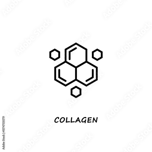 Collagen icon. Organic skin care and cosmetics. Organic cosmetic components for healthy and hydrated skin. Vector linear icon