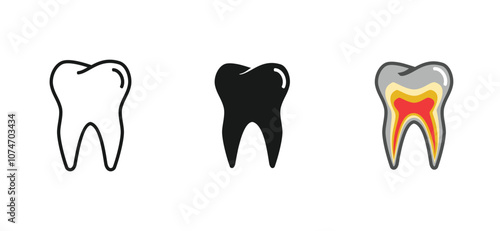 set design of human teeth, incisors, canines, premolars, molars. simple solid style. editable vector eps 10.