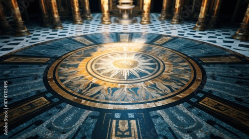 Intricate Floor Design in a Grand Hall