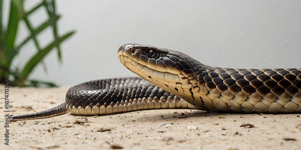 Obraz premium a coiled snake with various unique patterns and types, lying on a white background. Realistic view. created with generative AI