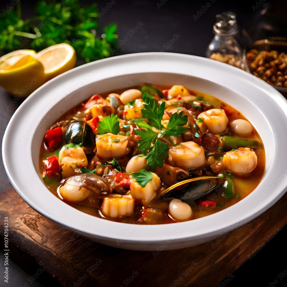 healthy sea food dish cuisine isolated on a dark background healthy sea food dish cuisine isolated on a dark background