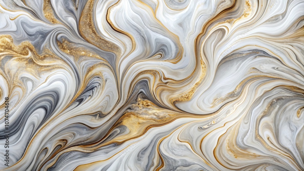 Abstract Swirling Marble Pattern in White, Grey, and Gold Tones Abstract Swirling Marble Pattern in White, Grey, and Gold Tones