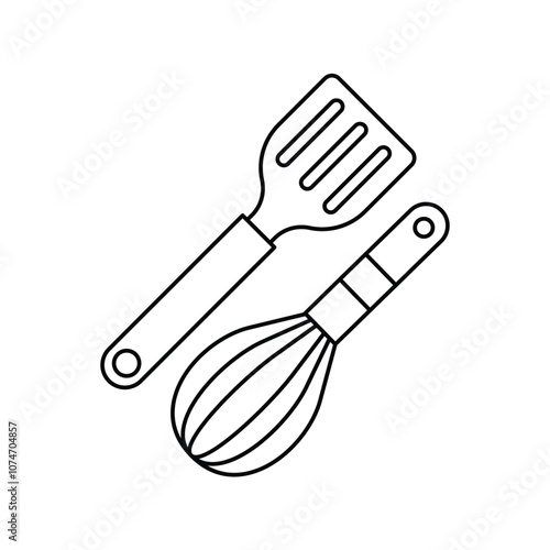 spatula line icon with white background vector stock illustration