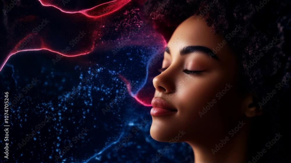 Woman with closed eyes, practicing meditation Woman with closed eyes, practicing meditation