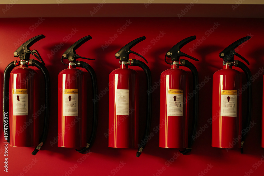Obraz premium crimson fire extinguisher repetition