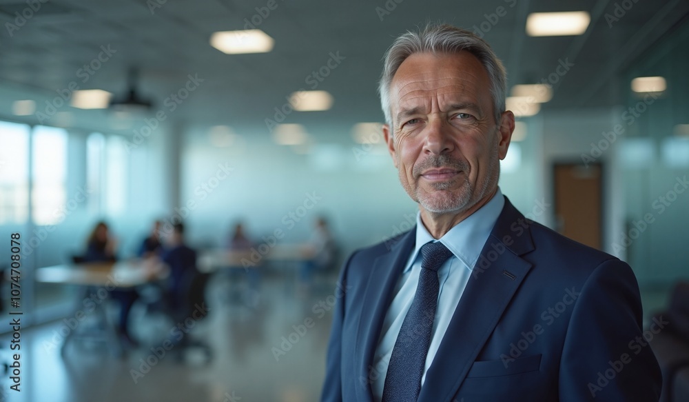 Senior businessman with confident expression in modern office environment Senior businessman with confident expression in modern office environment