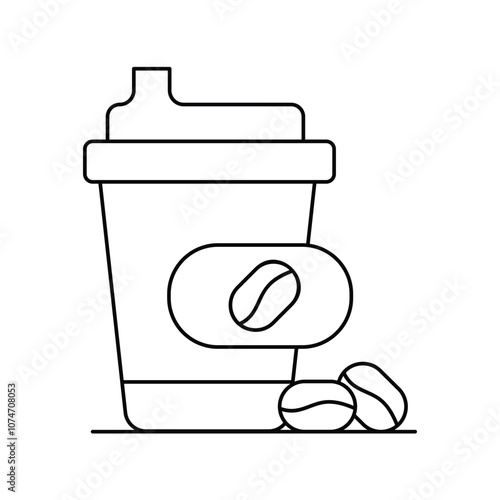 coffee line icon with white background vector stock illustration