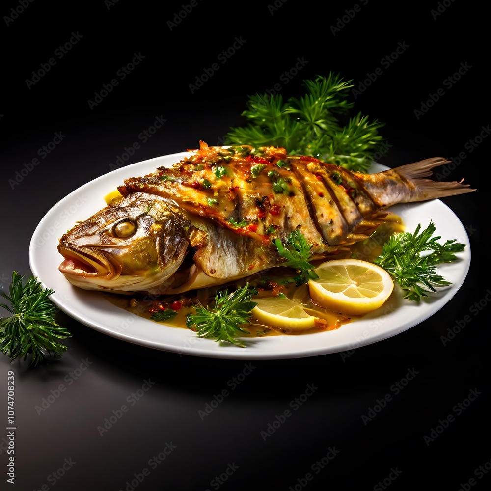 healthy sea food dish cuisine isolated on a dark background healthy sea food dish cuisine isolated on a dark background