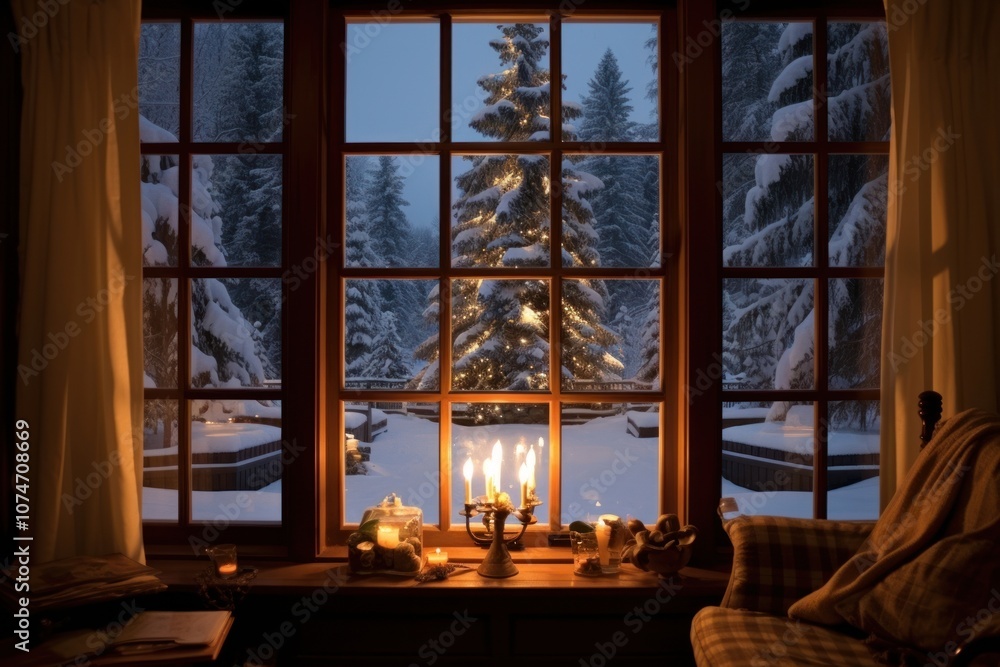 Window see snow plant night house. Window see snow plant night house.