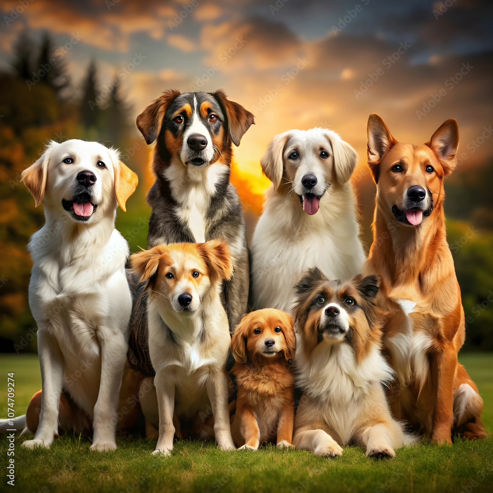 beautiful shot of different dog breeds resting beautiful shot of different dog breeds resting
