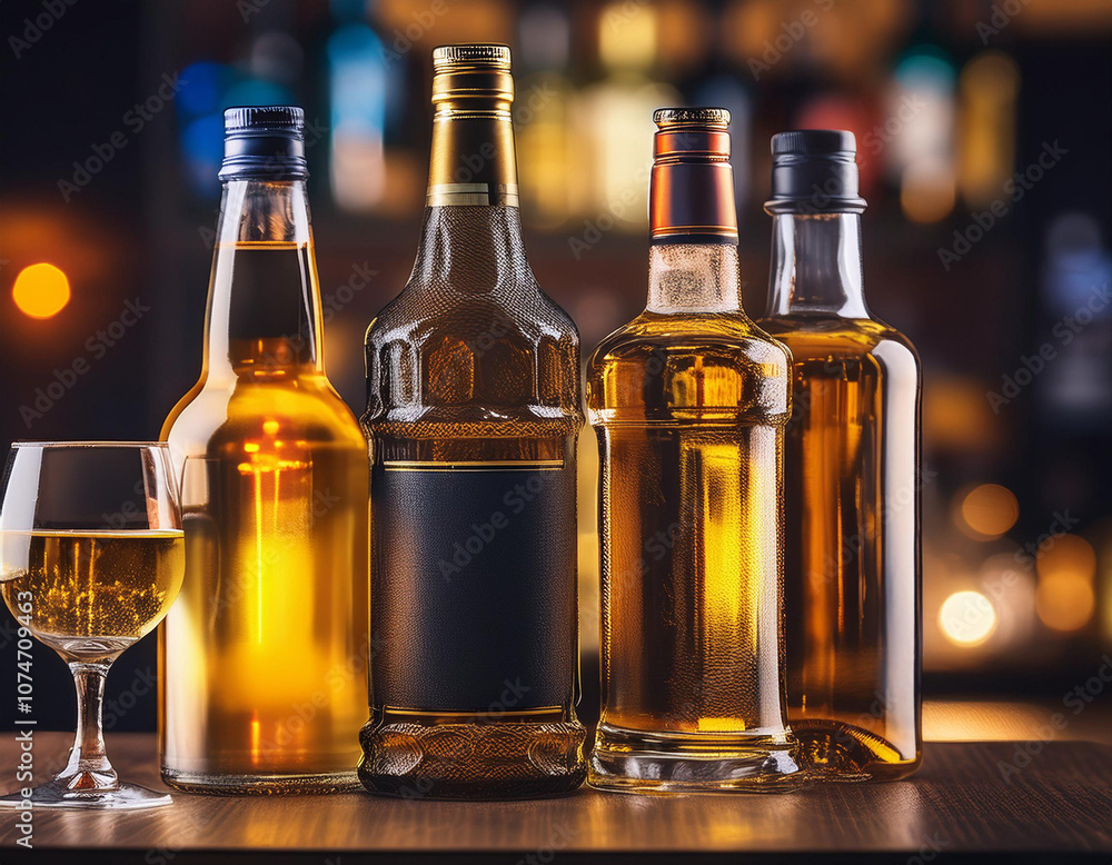 Close-Up of Alcoholic Beverages and Bottles Close-Up of Alcoholic Beverages and Bottles