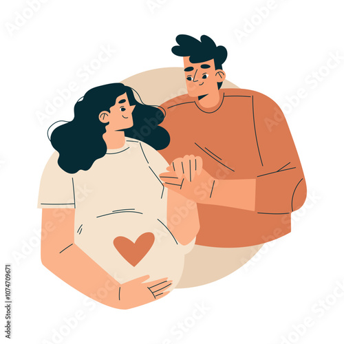 Pregnancy Planning with Young Man and Woman Vector Illustration