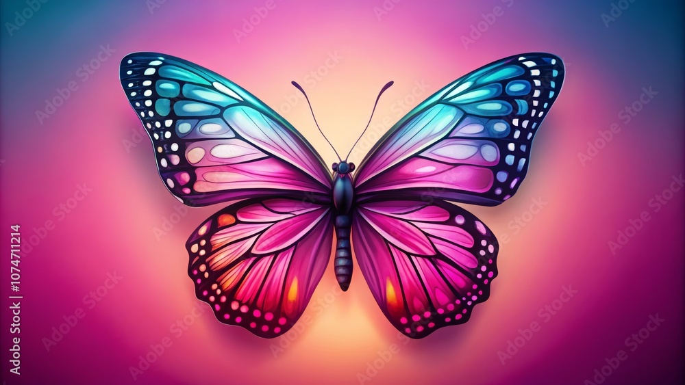 Obraz premium Elegant Butterfly Silhouette Against Soft Pink Background for Artistic and Creative Projects, Ideal for Nature-Inspired Designs and Backgrounds