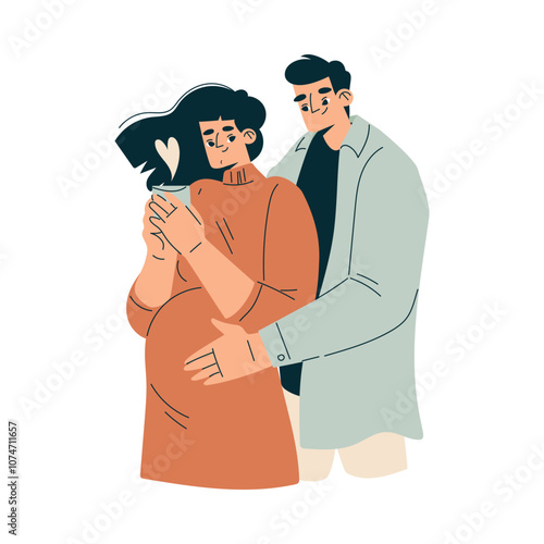 Pregnancy Planning with Young Man and Woman Vector Illustration