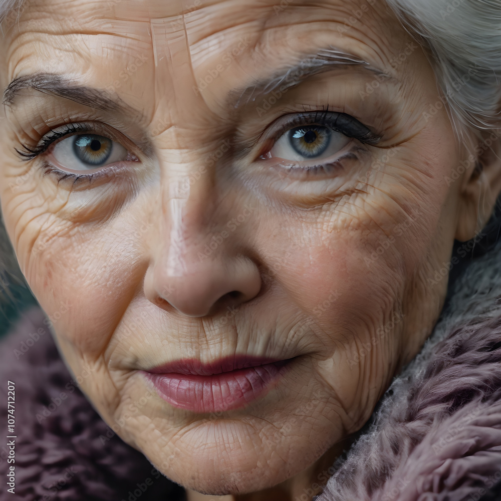 Portrait of an elderly woman. Close-up. Selective focus. Portrait of an elderly woman. Close-up. Selective focus.