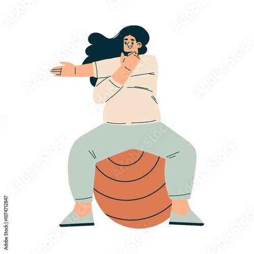 Pregnancy Planning with Young Woman Do Physical Exercise on Vector Illustration