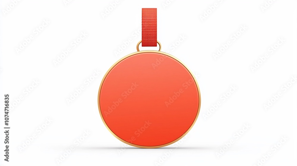 Glossy Red and Golden Circular Badge with Secure Strap an Elegant Ideal for Labeling Identification Certification or Premium Branding Purposes Glossy Red and Golden Circular Badge with Secure Strap an Elegant Ideal for Labeling Identification Certification or Premium Branding Purposes