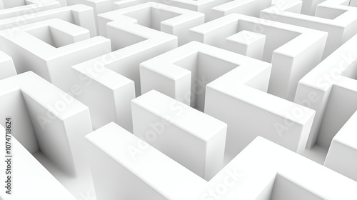 A white, 3D rendered maze.