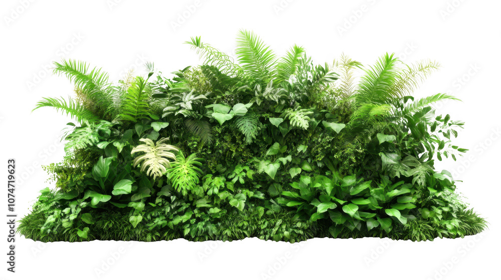 Fototapeta premium Lush Green Tropical Foliage Wall Nature Plants Background Greenery Texture