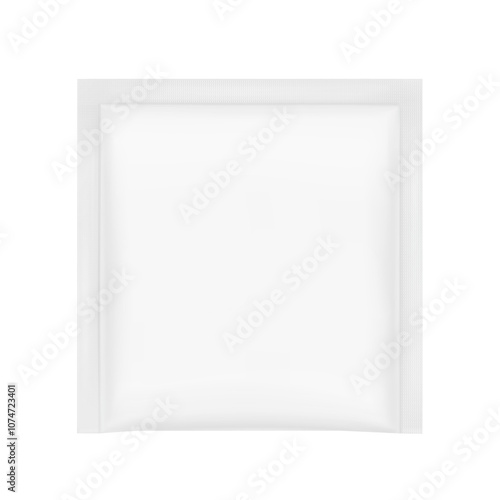 Sachet mockups. Hyper realistic. Vector illustration isolated on white background. Flat lay view. Packaging for cosmetic, food, pet. Ready for your design. EPS10.
