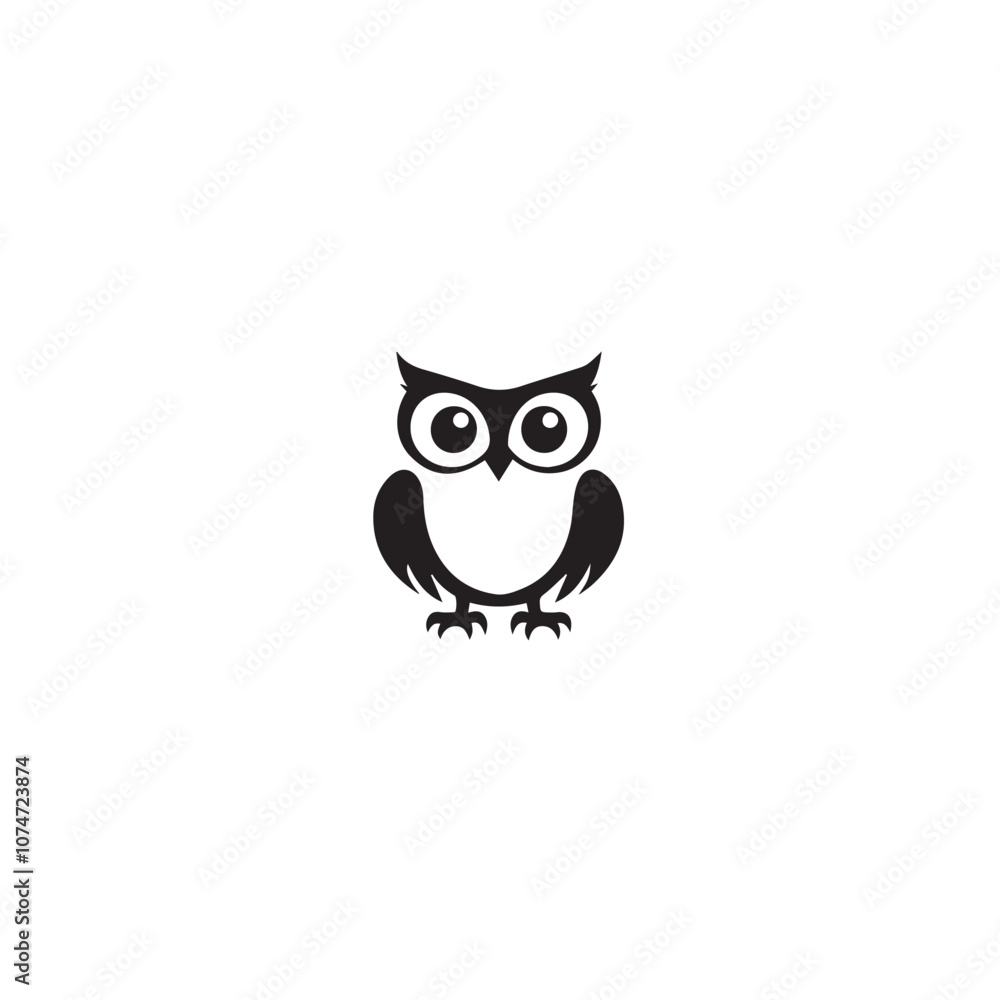 Fototapeta premium Owl In cartoon, hand-drawn flat style. image for social media, websites and UI. Isolated 2D vector design in logo, icon, sketch style, simple line vector, single color. AI Generative Art.