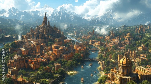 a canyon with a medieval town