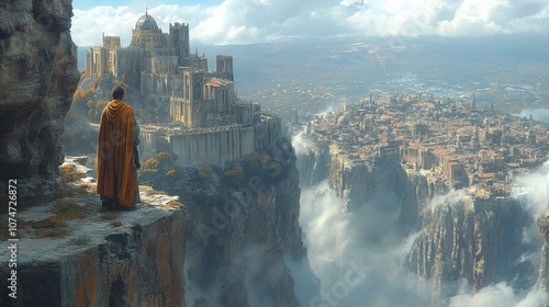 a canyon with a medieval town