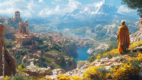 a canyon with a medieval town