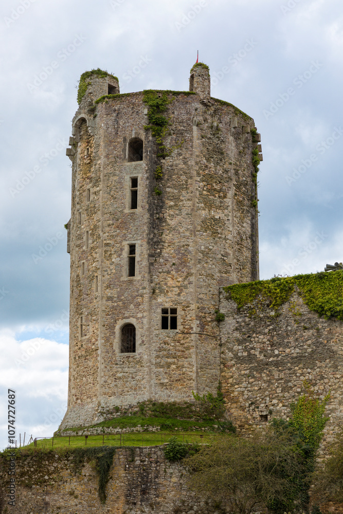 Ruined keep of the castle at Bricquebec, Cotentin, France Ruined keep of the castle at Bricquebec, Cotentin, France