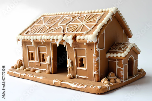 gingerbread house with christmas decoration photo