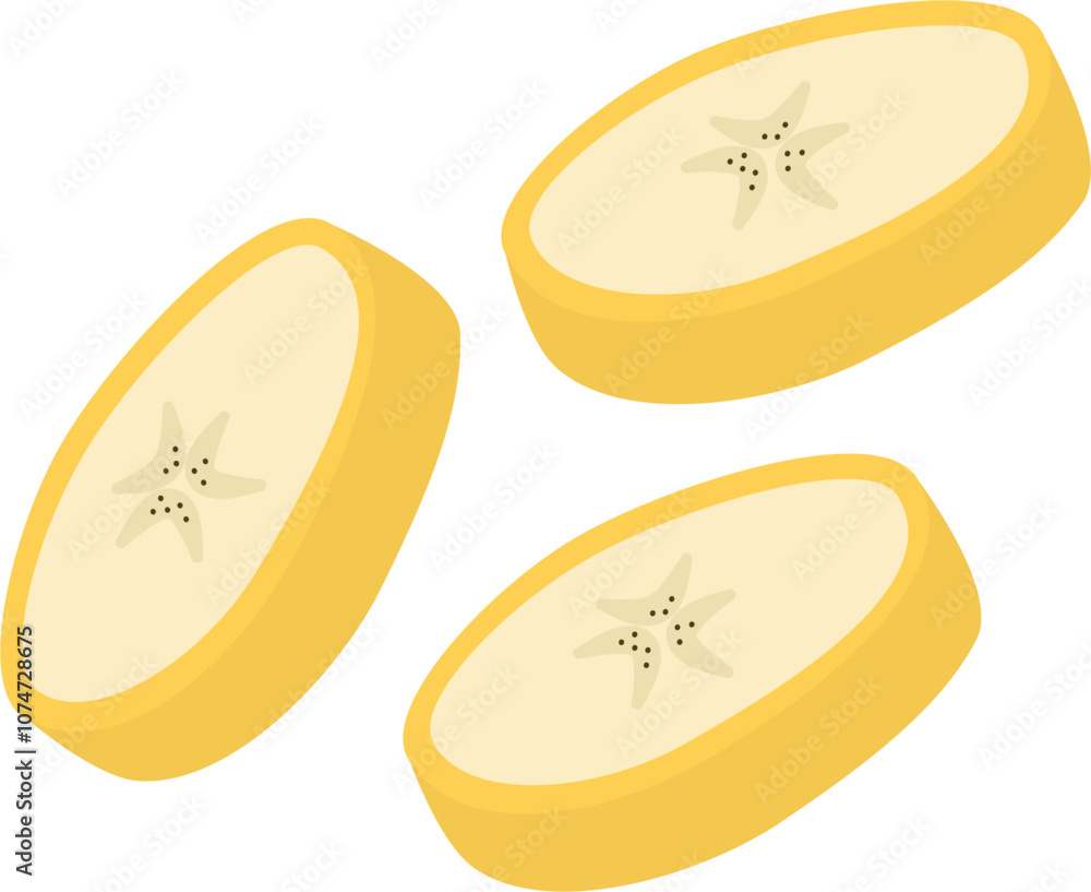 Slices of banana fruit cartoon illustration Slices of banana fruit cartoon illustration