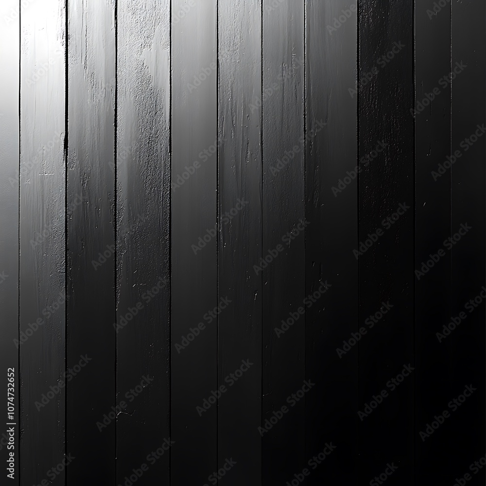 Fototapeta premium Elegant black wooden wall texture featuring vertical panels for modern background