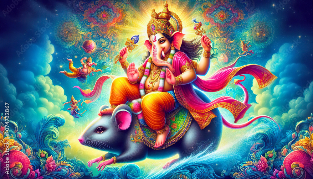 Explore the divine journey of lord ganesha riding his faithful mouse ...