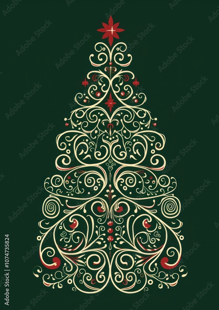 Christmas tree stencil design green red anticipation. Christmas tree stencil design green red anticipation.