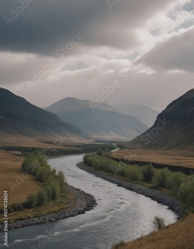 a beautiful lanscape river in the fantastic nature with green