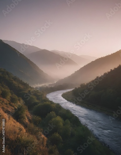 a beautiful lanscape river in the fantastic nature with green
