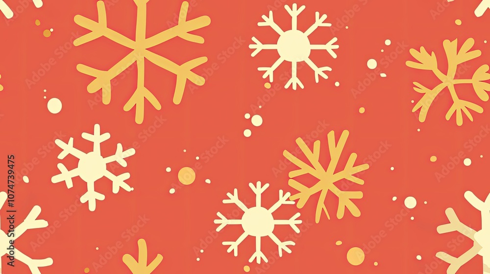 Red background with falling snowflakes Red background with falling snowflakes