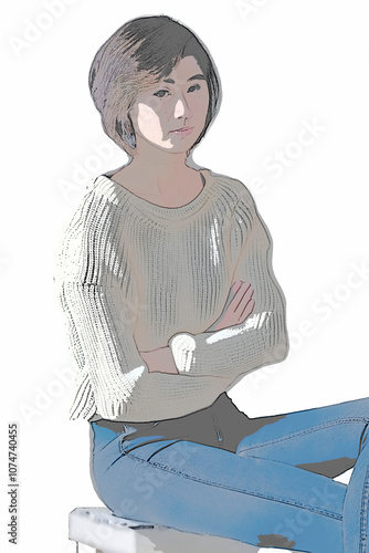 腕組みをしている女性