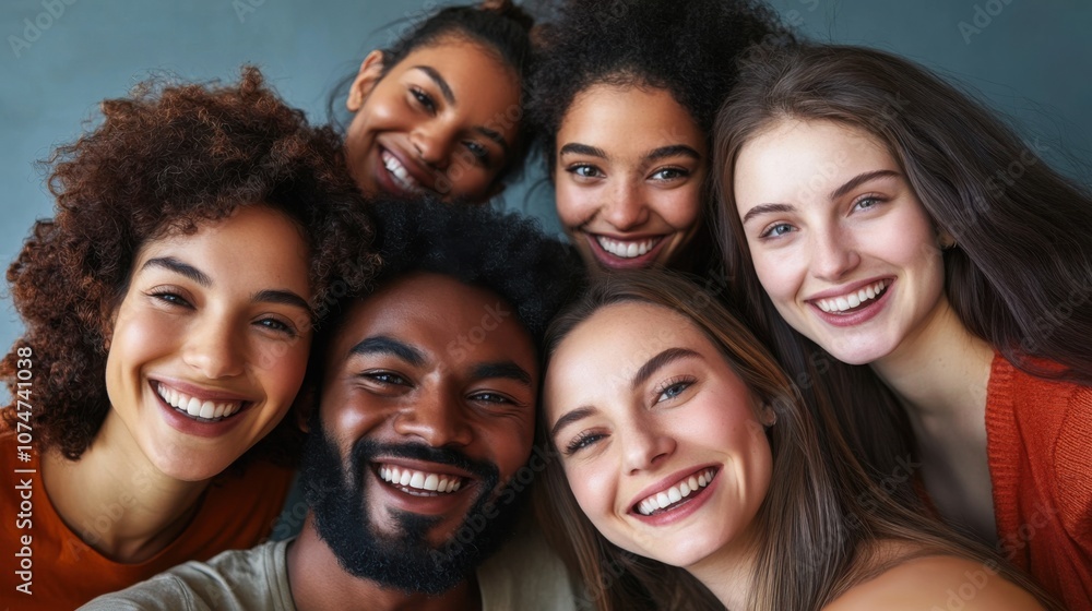 Fototapeta premium Diverse models posing for a stock photo shoot in a professional photography studio