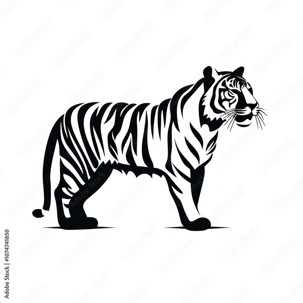 Obraz premium Tiger silhouette wildlife stencil animal.