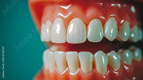 Close-up of a Dental Model: Perfect Teeth and Oral Health