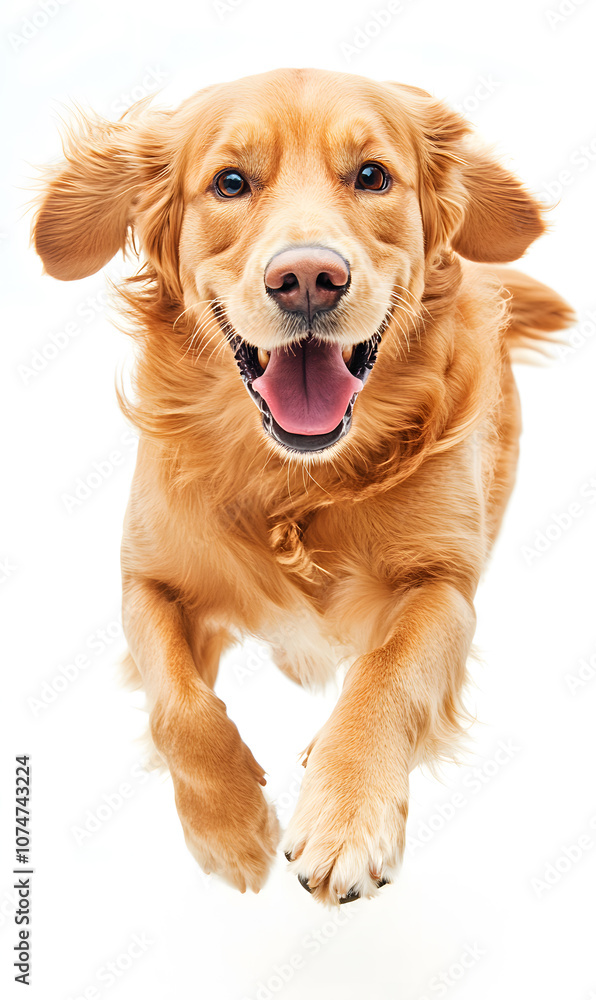 Dog running towards the camera isolated on white background Dog running towards the camera isolated on white background