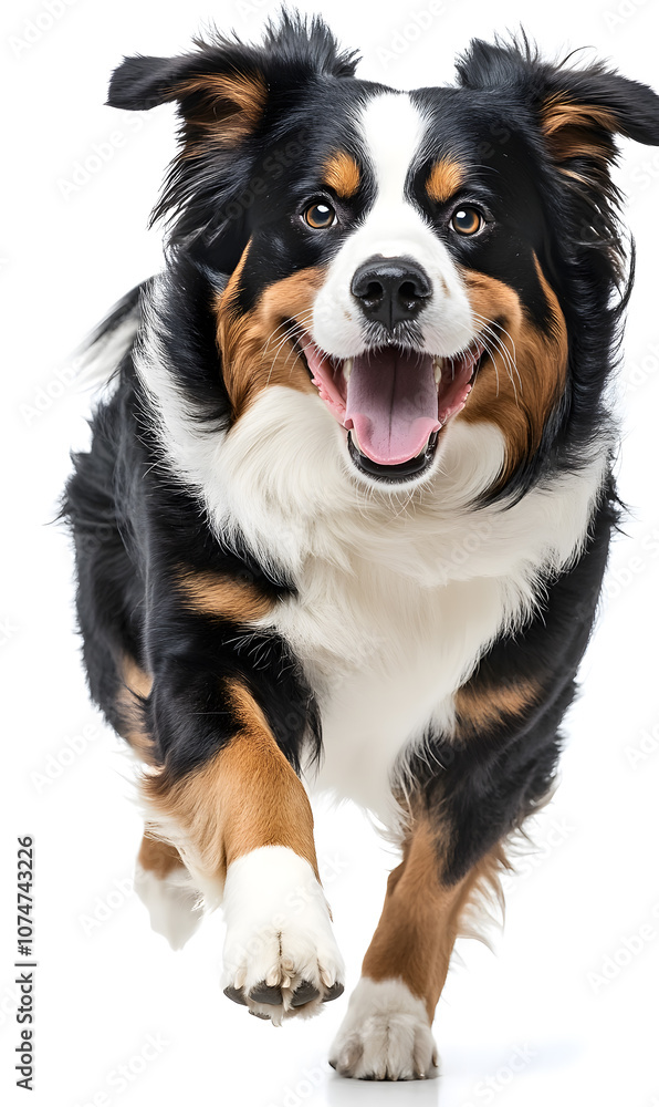 Dog running towards the camera isolated on white background Dog running towards the camera isolated on white background