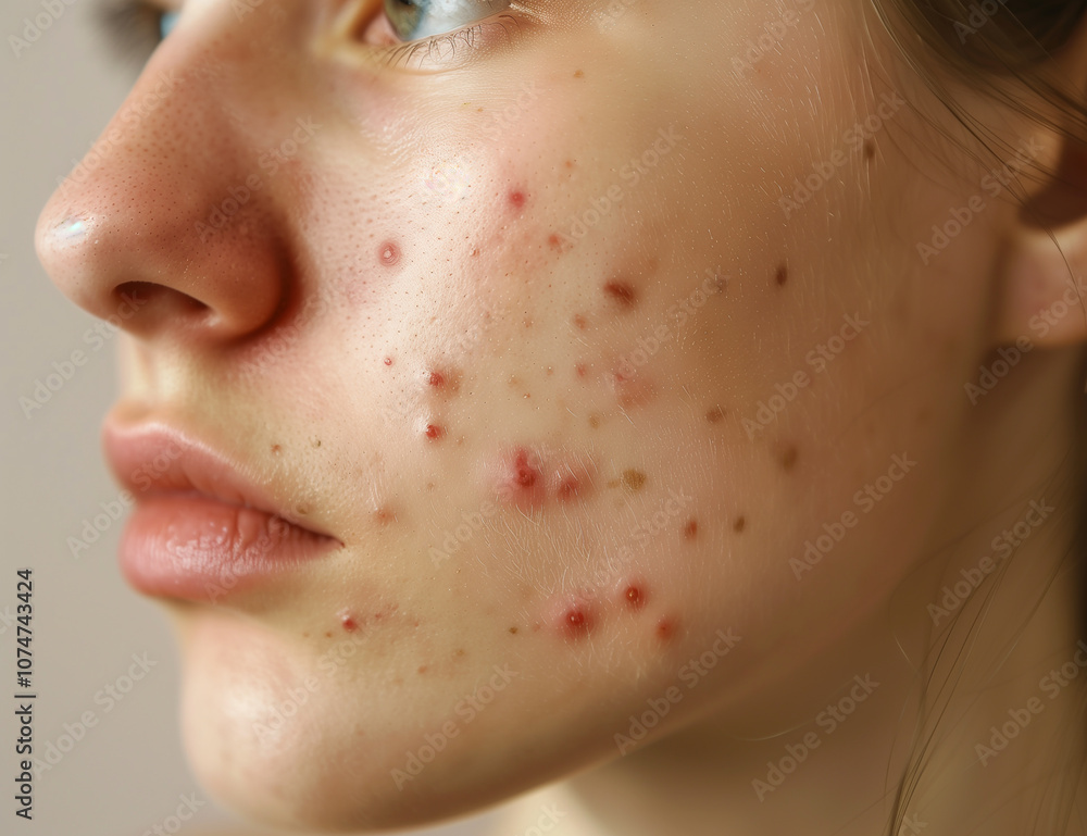 Acne Woman Skin Close-up, dermatology and cosmetology concept Acne Woman Skin Close-up, dermatology and cosmetology concept