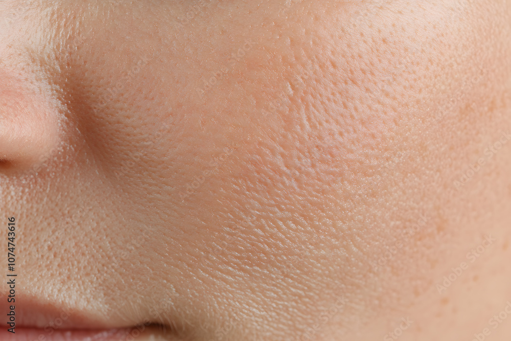 Close up macro photo of face skin texture showing wrinkles and pores Close up macro photo of face skin texture showing wrinkles and pores