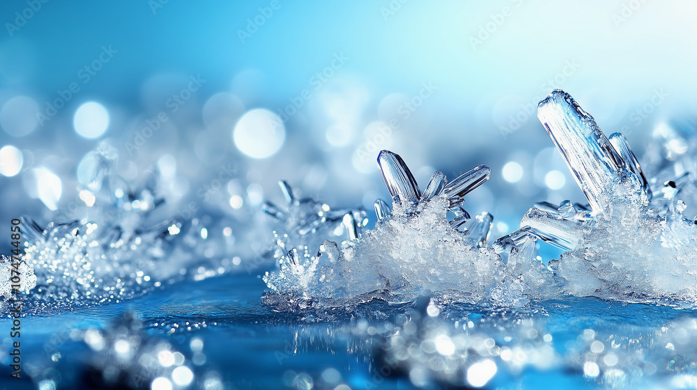 Captivating full frame of a frozen water surface, showcasing delicate ice crystals and reflections. Captivating full frame of a frozen water surface, showcasing delicate ice crystals and reflections.